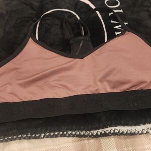 PINK Victoria's Secret Black and Pink Sports Bra